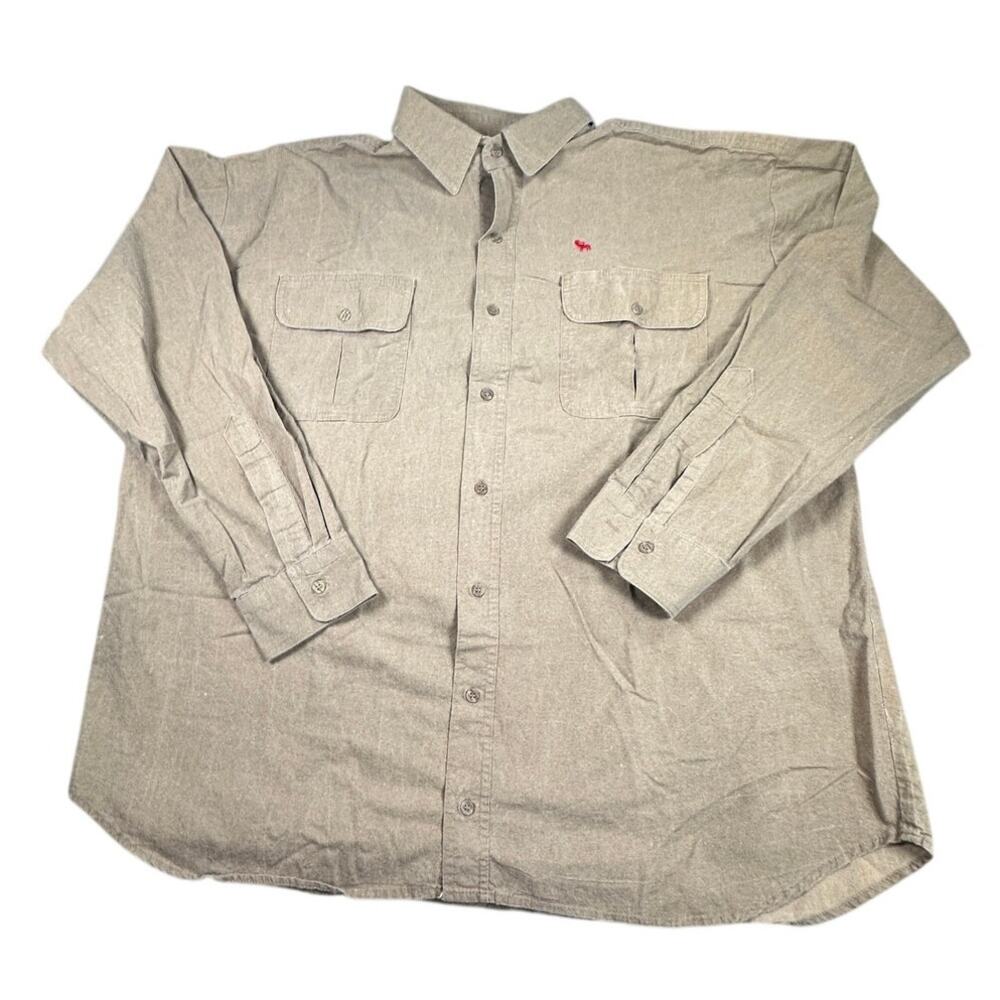 Gary Nesse Shirt Heavyweight Elk Embroidered Outdoor Tan 3XL